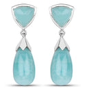 35.10 Carat Genuine Amazonite .925 Sterling Silver Earrings-4