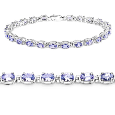 6.00 Carat Genuine Tanzanite .925 Sterling Silver Bracelet - 0