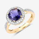 1.79 Carat Genuine Iolite and White Diamond 14K Yellow Gold Ring-4
