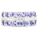 2.05 Carat Genuine Tanzanite and White Topaz .925 Sterling Silver Ring-3