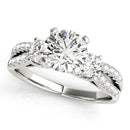 14k White Gold Split Shank 3 Stone Round Diamond Engagement Ring (2 cttw)-1