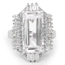 9.77 Carat Genuine Crystal Quartz & White Topaz .925 Sterling Silver Ring-3