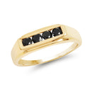 14K Yellow Gold Plated 0.48 Carat Genuine Black Diamond .925 Sterling Silver Ring-1