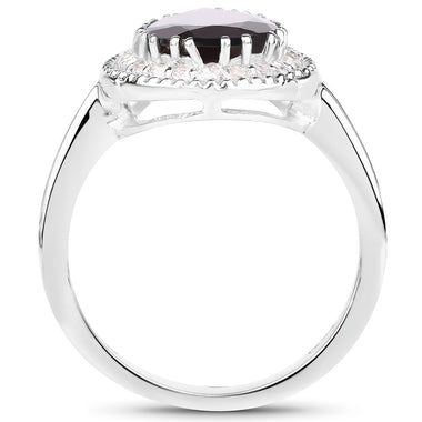 3.94 Carat Genuine Garnet & White Topaz .925 Sterling Silver Ring - 0