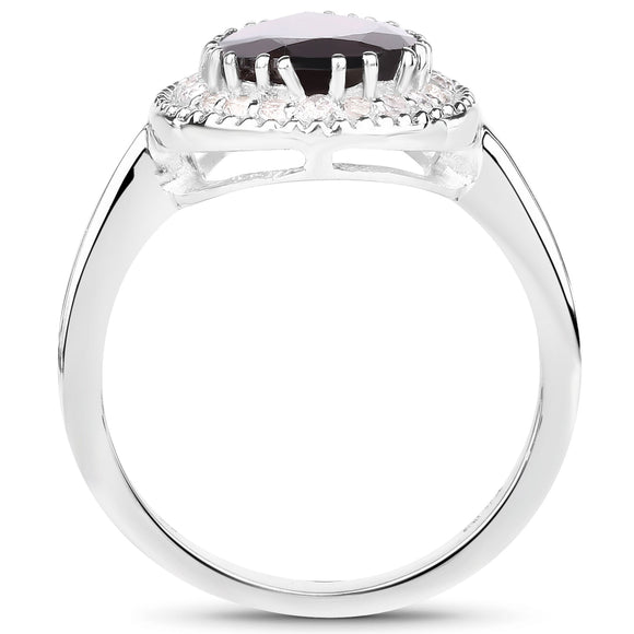 3.94 Carat Genuine Garnet & White Topaz .925 Sterling Silver Ring