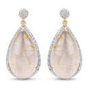14K Yellow Gold Plated 35.15 Carat Genuine Golden Rutile and White Topaz .925 Sterling Silver Earrings-4