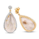 14K Yellow Gold Plated 35.15 Carat Genuine Golden Rutile and White Topaz .925 Sterling Silver Earrings-5