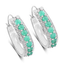 3.42 Carat Genuine Emerald and White Diamond .925 Sterling Silver Earrings-4