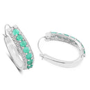 3.42 Carat Genuine Emerald and White Diamond .925 Sterling Silver Earrings-5