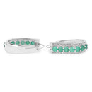 3.42 Carat Genuine Emerald and White Diamond .925 Sterling Silver Earrings-6