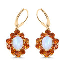 14K Yellow Gold Plated 5.42 Carat Genuine Ethiopian Opal, Citrine and White Topaz .925 Sterling Silver Earrings-4