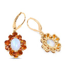 14K Yellow Gold Plated 5.42 Carat Genuine Ethiopian Opal, Citrine and White Topaz .925 Sterling Silver Earrings-5