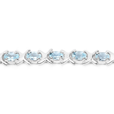 5.75 Carat Genuine Blue Topaz .925 Sterling Silver Bracelet - 0