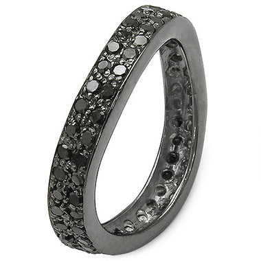1.11 Carat Genuine Black Diamond .925 Sterling Silver Ring - 0