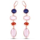 14K Rose Gold Plated 30.55 Carat Genuine Multi Stone .925 Sterling Silver Earrings-4