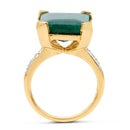 7.64 Carat Dyed Emerald and White Diamond .925 Sterling Silver Ring-2