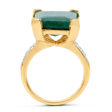 7.64 Carat Dyed Emerald and White Diamond .925 Sterling Silver Ring - 0