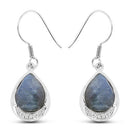 9.13 Carat Genuine Labradorite And White Topaz .925 Sterling Silver Earrings-4