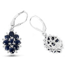 3.94 Carat Blue Sapphire and White Zircon .925 Sterling Silver Earrings-5