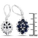 3.94 Carat Blue Sapphire and White Zircon .925 Sterling Silver Earrings-6