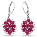 4.30 Carat Genuine Ruby and White Zircon .925 Sterling Silver Earrings-4
