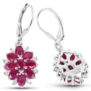 4.30 Carat Genuine Ruby and White Zircon .925 Sterling Silver Earrings-5