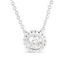 10K White Gold 1/2 Cttw Bezel Set Round Diamond Sunflower Finish 18" Pendant Necklace (I-J Color, I1-I2 Clarity)-2