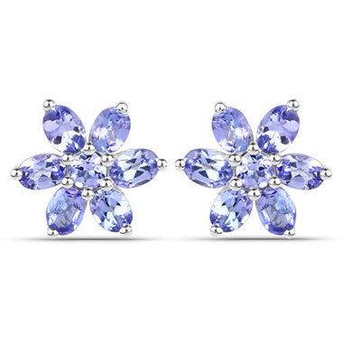 2.24 Carat Genuine Tanzanite .925 Sterling Silver Earrings - 0