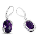 10.18 Carat Genuine Amethyst and White Topaz .925 Sterling Silver Earrings-5