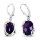 10.18 Carat Genuine Amethyst and White Topaz .925 Sterling Silver Earrings-6