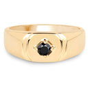 14K Yellow Gold Plated 0.20 Carat Genuine Black Diamond .925 Sterling Silver Ring-3