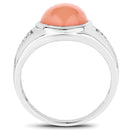6.59 Carat Genuine Peach Moonstone and White Topaz .925 Sterling Silver Ring-2
