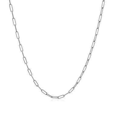 14K White Gold Fine Paperclip Chain (1.5mm) - 0