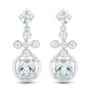 4.42 Carat Genuine Aquamarine and White Zircon .925 Sterling Silver Earrings-4