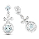 4.42 Carat Genuine Aquamarine and White Zircon .925 Sterling Silver Earrings-5