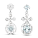 4.42 Carat Genuine Aquamarine and White Zircon .925 Sterling Silver Earrings-6
