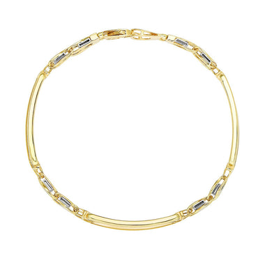 14k Two-Tone Gold Fancy Bar Style Men's Bracelet with Curved Connectors - 0