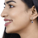 0.86 Carat Genuine Blue Sapphire and White Diamond 14K White Gold Earrings-15