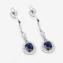 0.86 Carat Genuine Blue Sapphire and White Diamond 14K White Gold Earrings-9