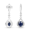0.86 Carat Genuine Blue Sapphire and White Diamond 14K White Gold Earrings-7