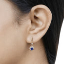 0.86 Carat Genuine Blue Sapphire and White Diamond 14K Yellow Gold Earrings-14