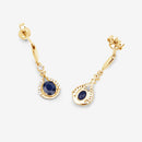 0.86 Carat Genuine Blue Sapphire and White Diamond 14K Yellow Gold Earrings-9