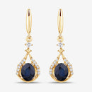 0.86 Carat Genuine Blue Sapphire and White Diamond 14K Yellow Gold Earrings-12