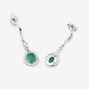 0.70 Carat Genuine Zambian Emerald and White Diamond 14K White Gold Earrings-12