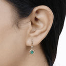 0.70 Carat Genuine Zambian Emerald and White Diamond 14K Yellow Gold Earrings-9