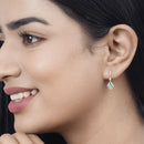 0.70 Carat Genuine Zambian Emerald and White Diamond 14K Yellow Gold Earrings-10
