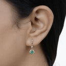 0.70 Carat Genuine Zambian Emerald and White Diamond 14K Yellow Gold Earrings-11