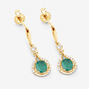 0.70 Carat Genuine Zambian Emerald and White Diamond 14K Yellow Gold Earrings-10