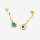 0.70 Carat Genuine Zambian Emerald and White Diamond 14K Yellow Gold Earrings-11