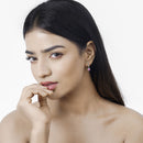 0.70 Carat Genuine Ruby and White Diamond 14K White Gold Earrings-13